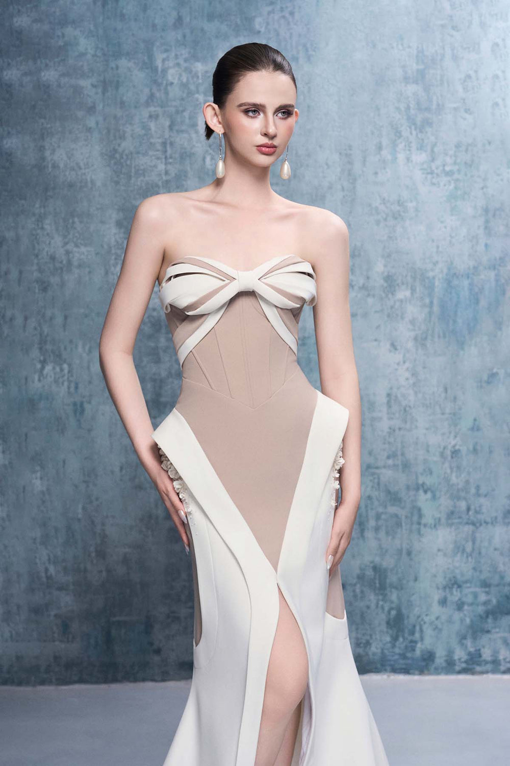Awaken Bandeau Two-Tone Maxi Dress With Front Split