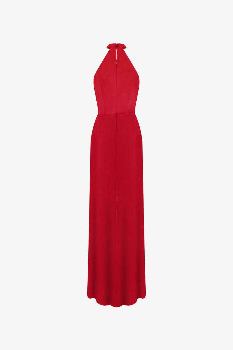 Diablo Scarlet Plunging Neckline Silk Gown