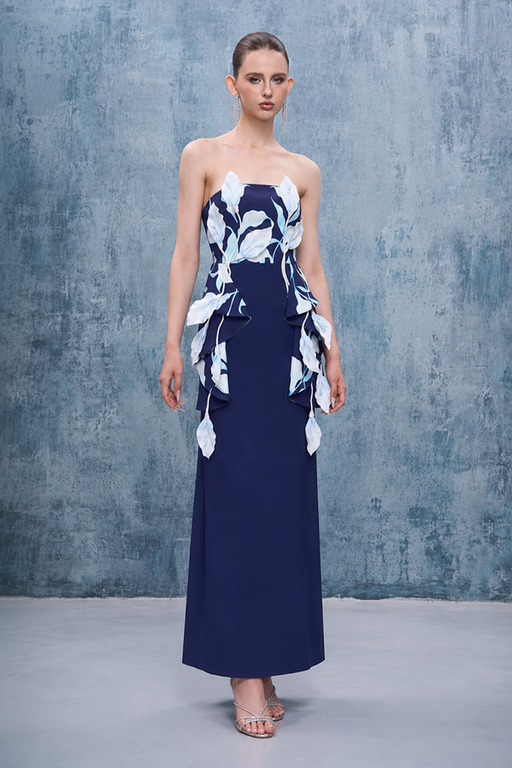Inen Bandeau 3D Calla Lily Floral Maxi Dress