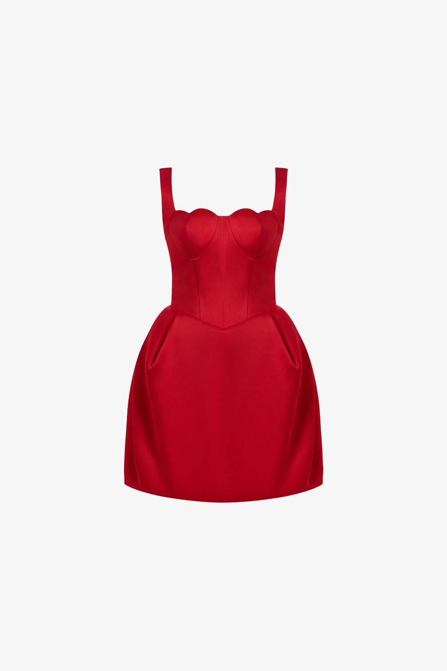 فستان قصير من Sage بفتحة على شكل قلب وحافة منفوخة