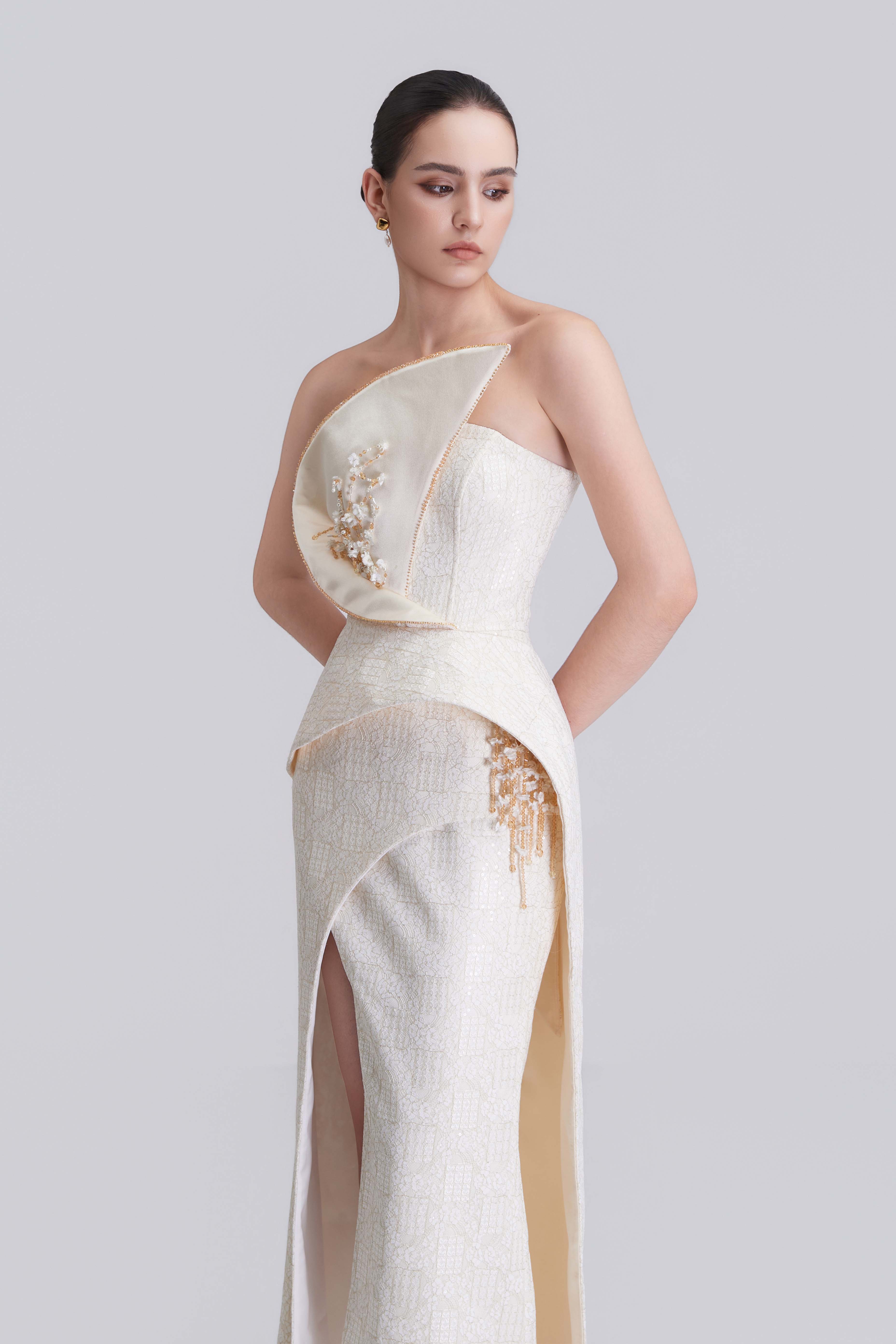 Kalisa Tabitha Asymmetric Panel Embroidered Lace Maxi Dress — product image 2