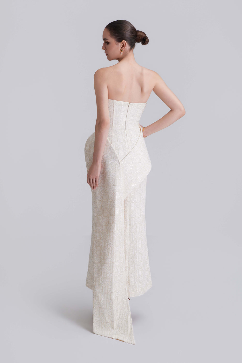 Tabitha Asymmetric Panel Embroidered Lace Maxi Dress