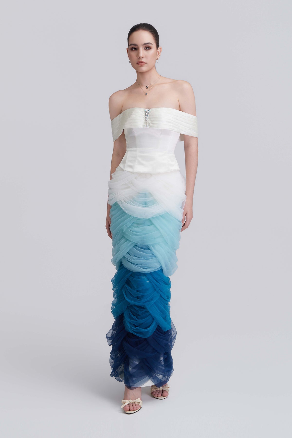 Myriam Swarovski Crystals Embellished Maxi Dress With Ombré Details