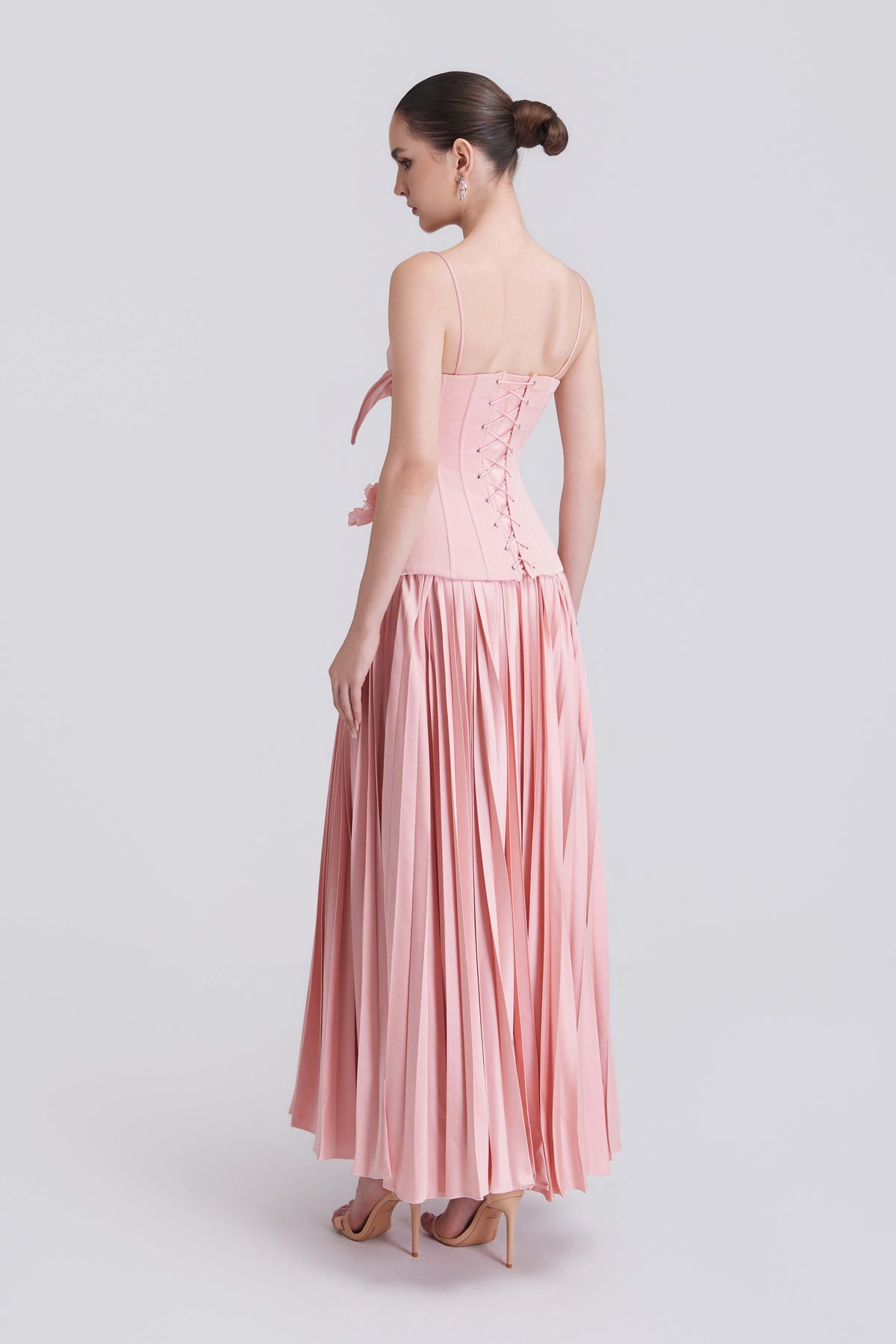 Helen Spaghetti Straps Floral 3D Silk Maxi Dress