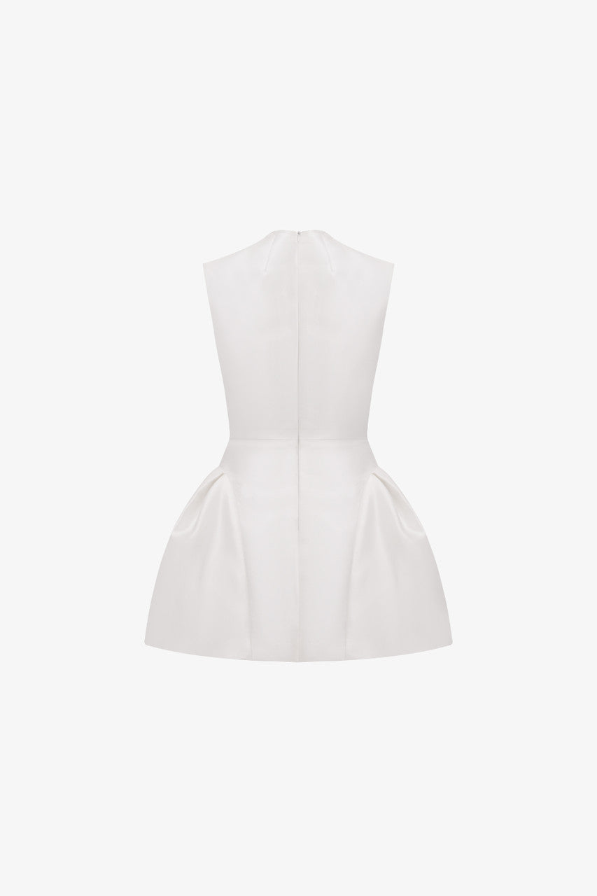 Cloud Floral Accent & Flared Hips Fit and Flare Organza Mini Dress kalisa Cloud Floral Accent & Flared Hips Fit and Flare Organza Mini Dress kalisa