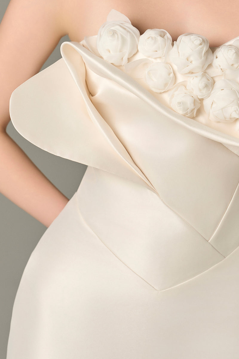 Seraphine Taffeta Bandeau Floral Embellished Maxi Dress