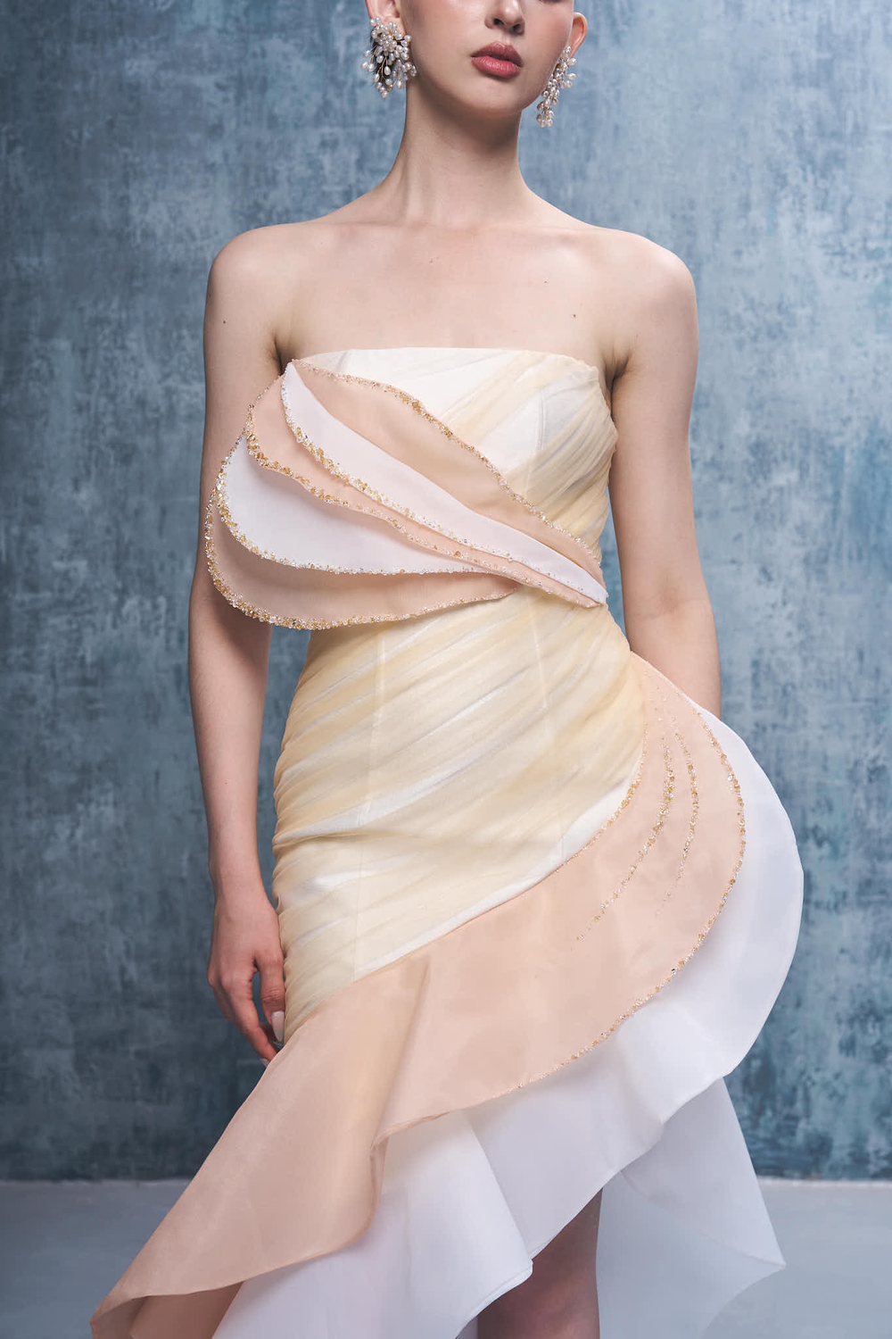 Gracie Strapless Layered Maxi Dress With Asymmetric-Hem