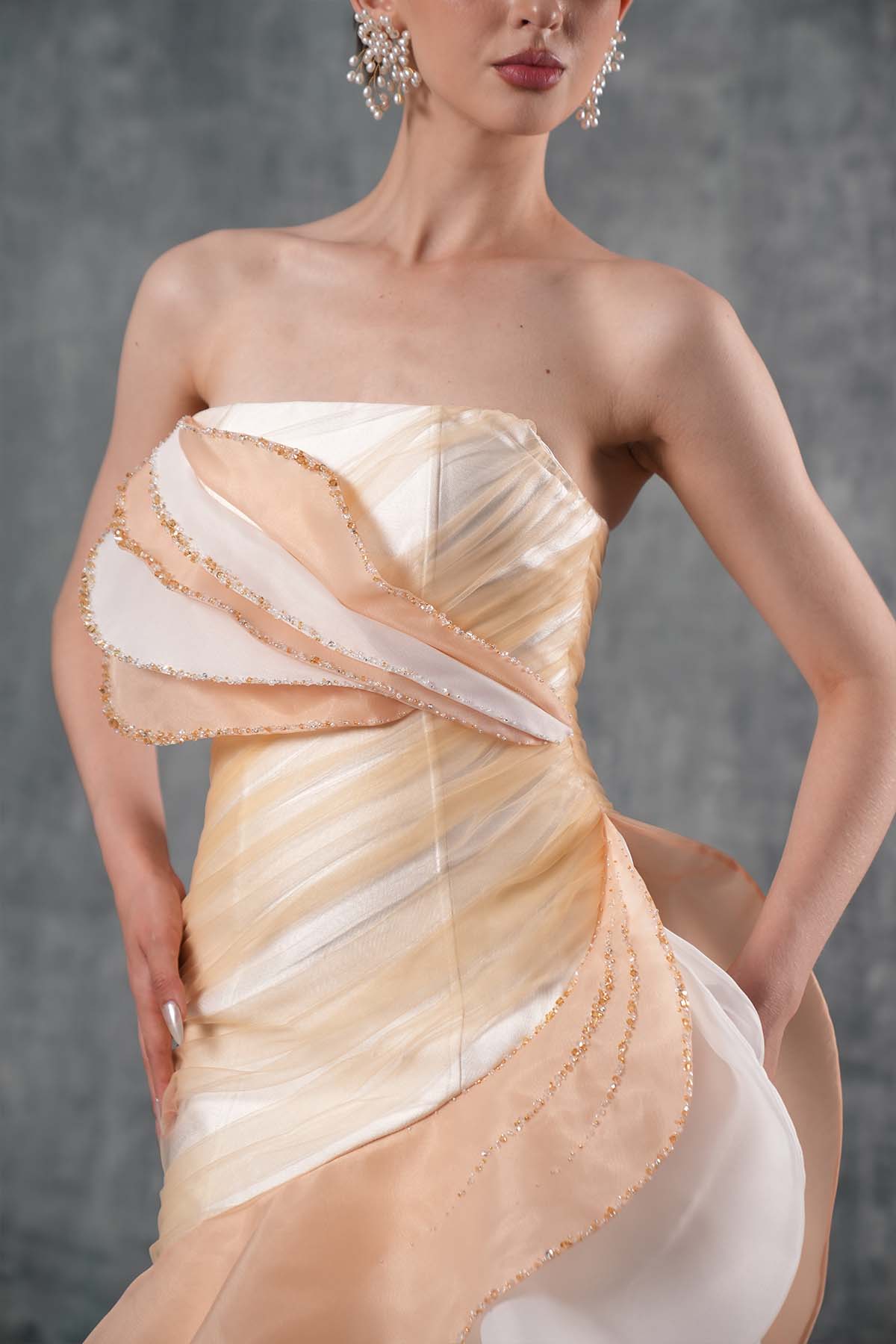 Gracie Strapless Layered Maxi Dress With Asymmetric-Hem