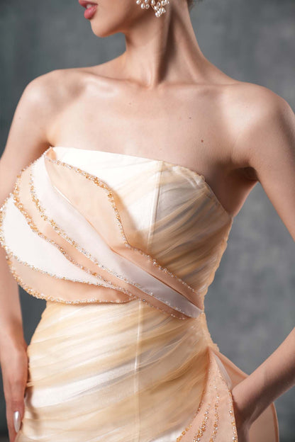 Gracie Strapless Layered Maxi Dress With Asymmetric-Hem
