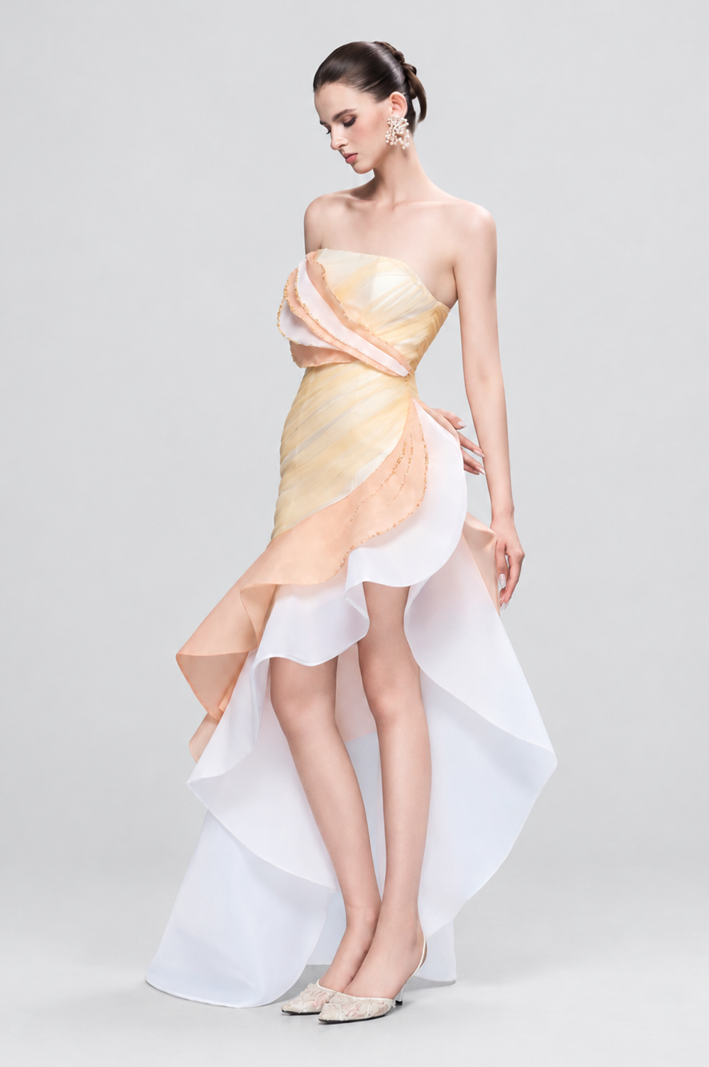 Kalisa Gracie Strapless Layered Maxi Dress With Asymmetric-Hem — product image 1