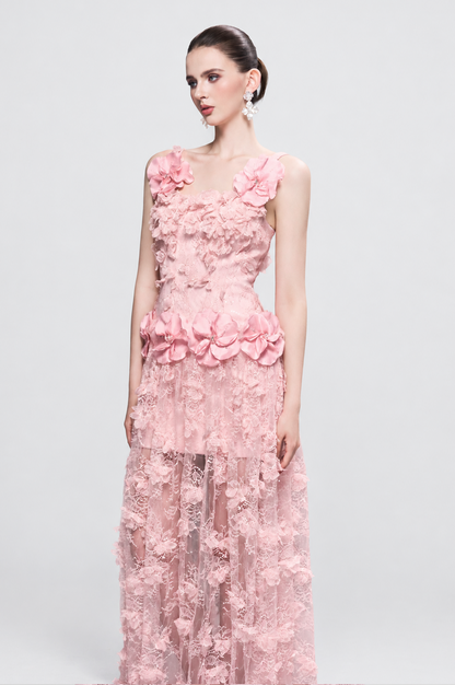 Kalisa Chandra Lace Embellished Floral Square-Neck Maxi Dress — product image 2