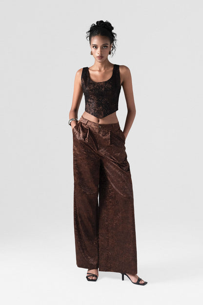 Corset Top and Wide-Leg Pants Set