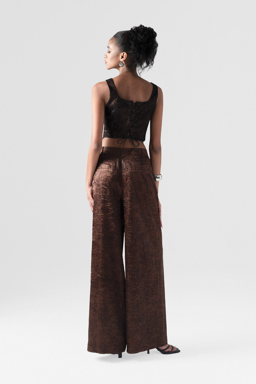 Corset Top and Wide-Leg Pants Set