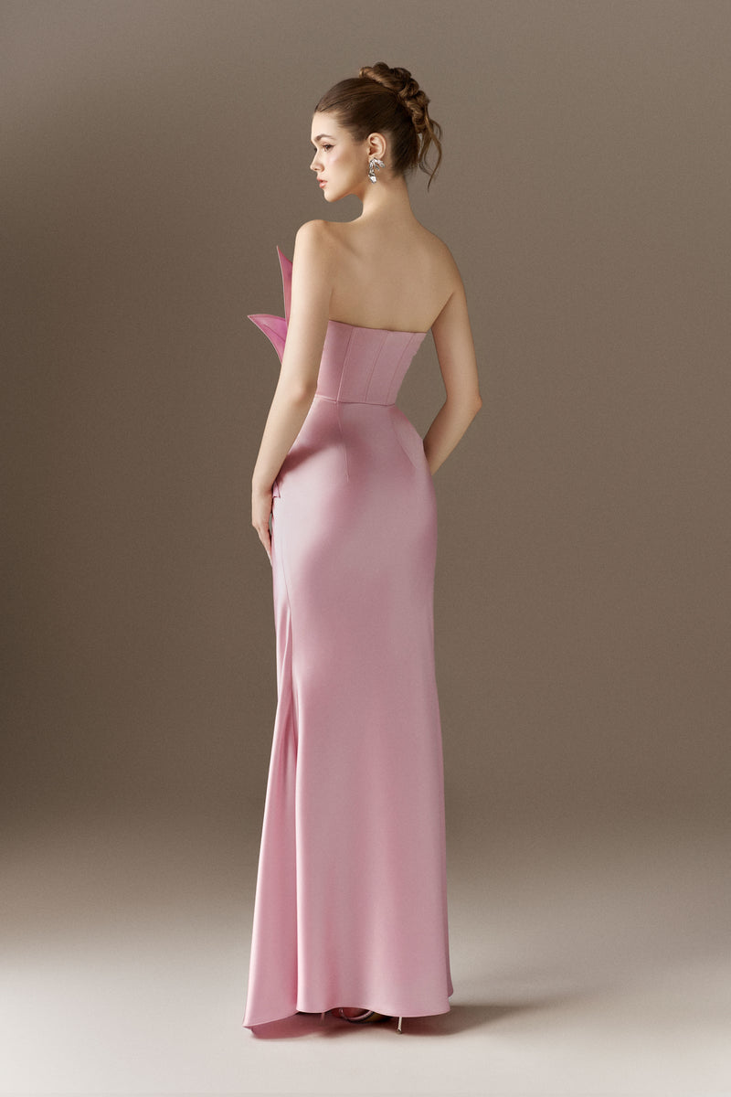 Petalia Bandeau 3D Petal Accent Maxi Dress