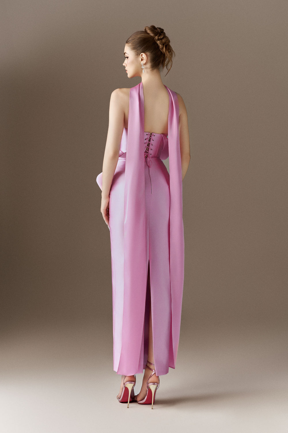 Rosalia Bandeau Large Floral Maxi Dress With Neck Scarf