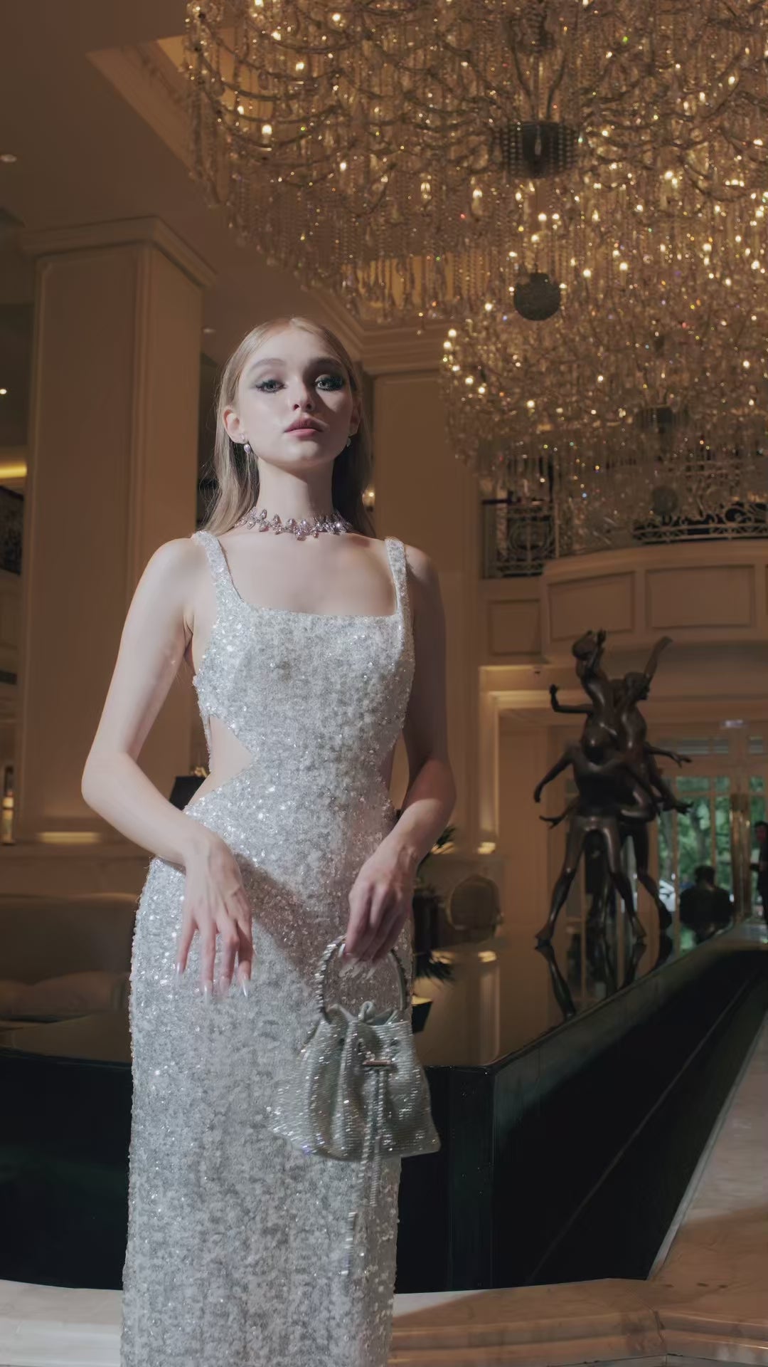 Éclat Sequin Backless Cutout Gown