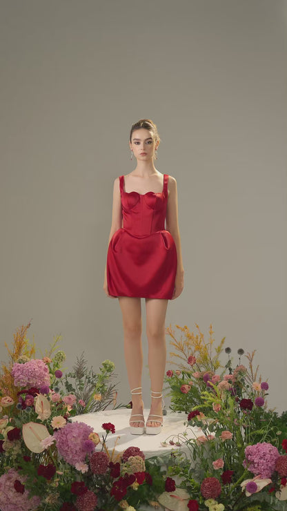 Sweetheart Neck Bubble Hem Mini Dress
