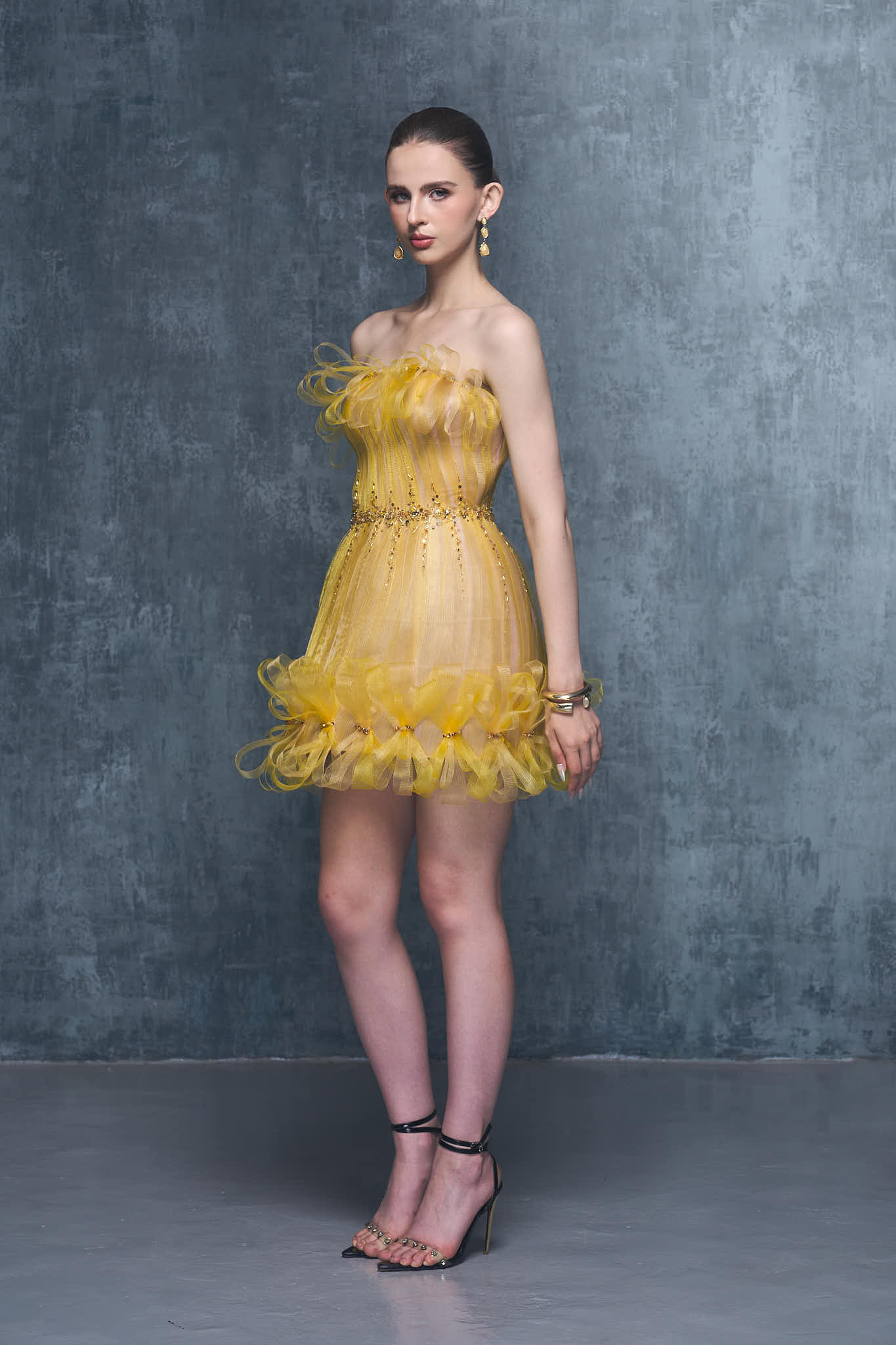 Goldie Strapless Ruched Mini Dress With Crystal-Embellished Bows